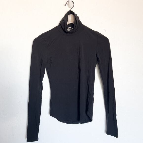 Babaton Aritiza Top XS Black Long Sleeve Mock Neck Shirt Jersey Tencel - Picture 1 of 5